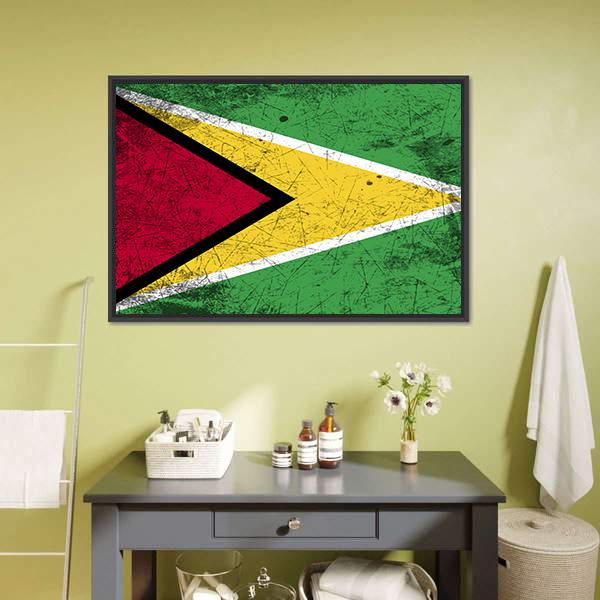 Flag Of Guyana Canvas Wall Art-1 Piece-Floating Frame-24" x 16"-Tiaracle