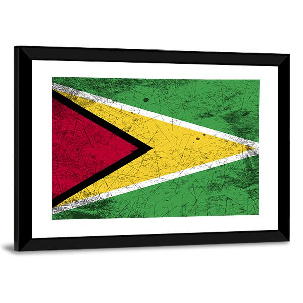 Flag Of Guyana Canvas Wall Art-3 Horizontal-Gallery Wrap-25" x 16"-Tiaracle