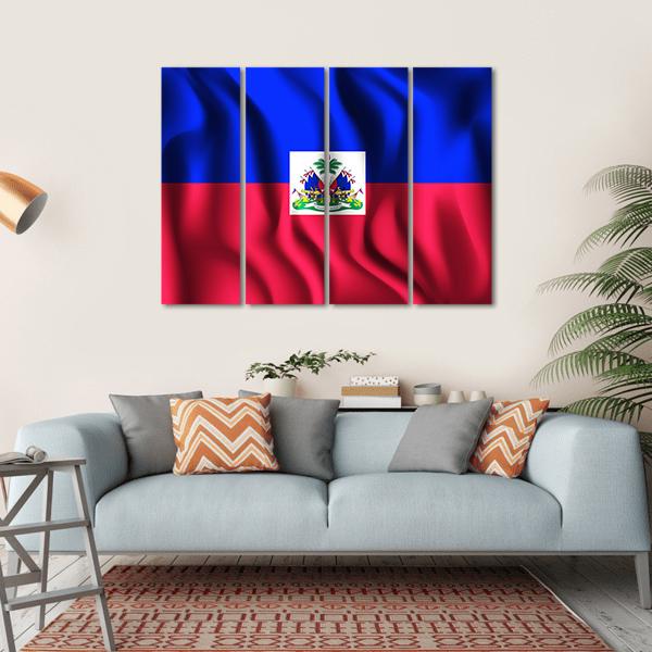 Flag Of Haiti Canvas Wall Art-4 Horizontal-Gallery Wrap-34" x 24"-Tiaracle