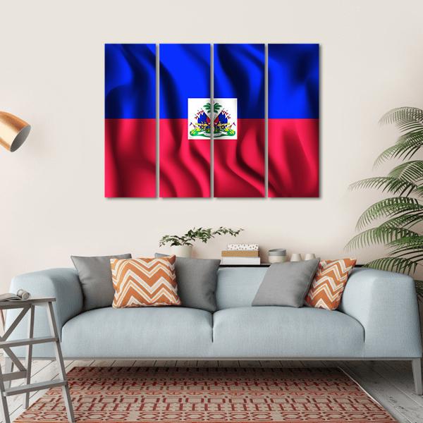 Flag Of Haiti Canvas Wall Art-1 Piece-Gallery Wrap-36" x 24"-Tiaracle