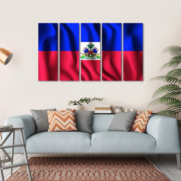 Flag Of Haiti Canvas Wall Art-5 Horizontal-Gallery Wrap-22" x 12"-Tiaracle
