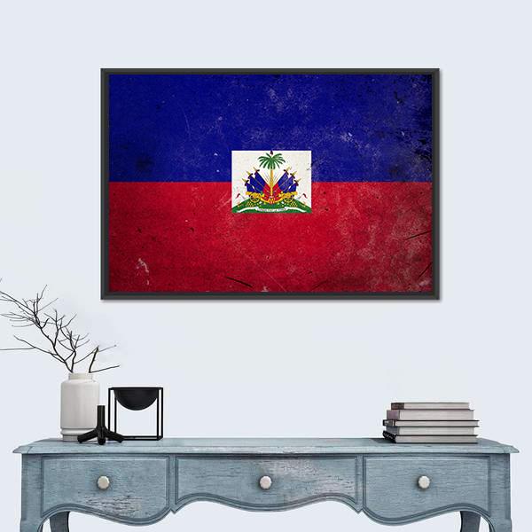 Flag Of Haiti Canvas Wall Art-3 Horizontal-Gallery Wrap-25" x 16"-Tiaracle