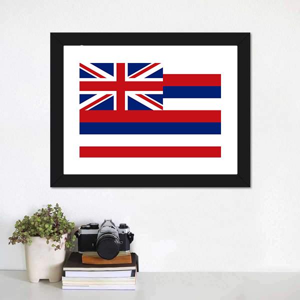 Flag Of Hawaii Canvas Wall Art-1 Piece-Framed Print-20" x 16"-Tiaracle