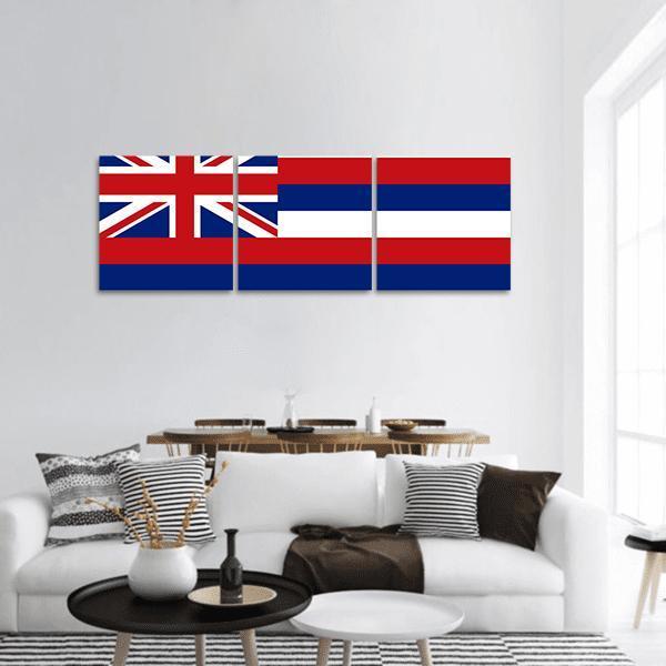 Flag Of Hawaii Panoramic Canvas Wall Art-3 Piece-25" x 08"-Tiaracle