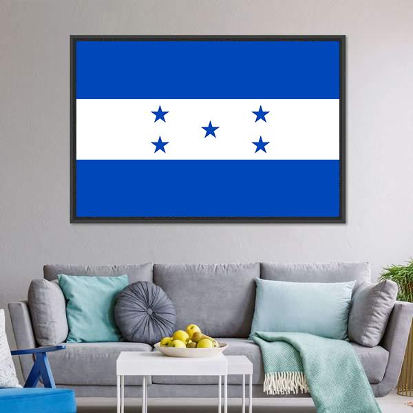 Flag Of Honduras Canvas Wall Art-3 Horizontal-Gallery Wrap-25" x 16"-Tiaracle