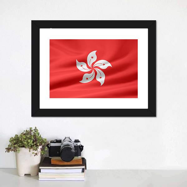Flag Of Hong Kong Canvas Wall Art-1 Piece-Framed Print-20" x 16"-Tiaracle