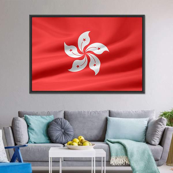 Flag Of Hong Kong Canvas Wall Art-5 Horizontal-Gallery Wrap-22" x 12"-Tiaracle