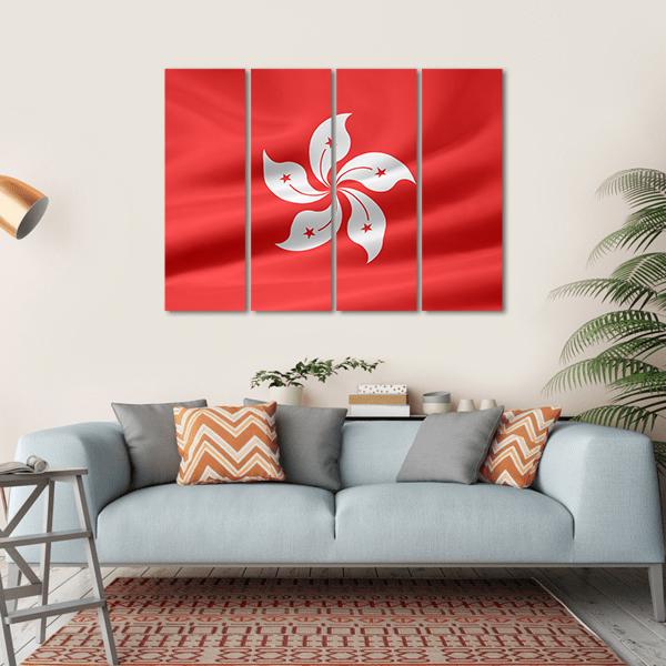 Flag Of Hong Kong Canvas Wall Art-4 Horizontal-Gallery Wrap-34" x 24"-Tiaracle