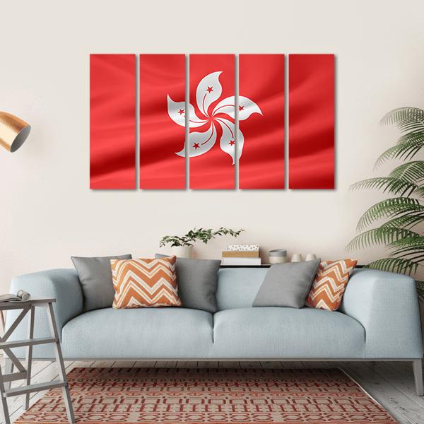 Flag Of Hong Kong Canvas Wall Art-5 Horizontal-Gallery Wrap-22" x 12"-Tiaracle