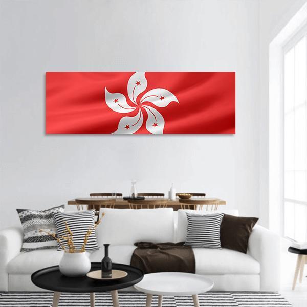 Flag Of Hong Kong Panoramic Canvas Wall Art-3 Piece-25" x 08"-Tiaracle