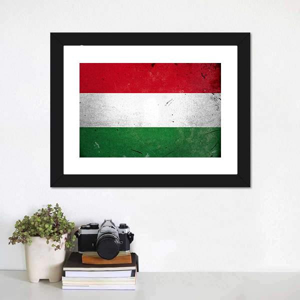 Flag Of Hungary Canvas Wall Art-1 Piece-Framed Print-20" x 16"-Tiaracle