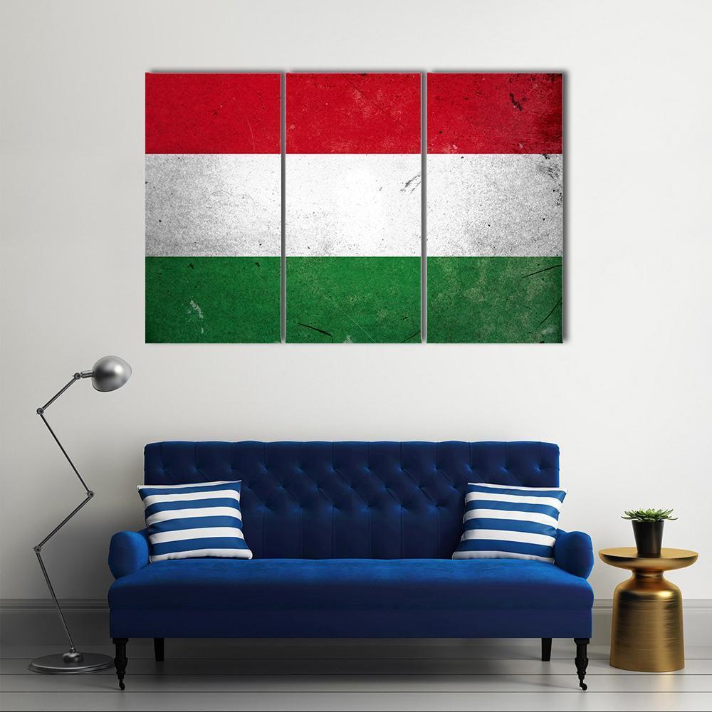 Flag Of Hungary Canvas Wall Art-4 Pop-Gallery Wrap-50" x 32"-Tiaracle