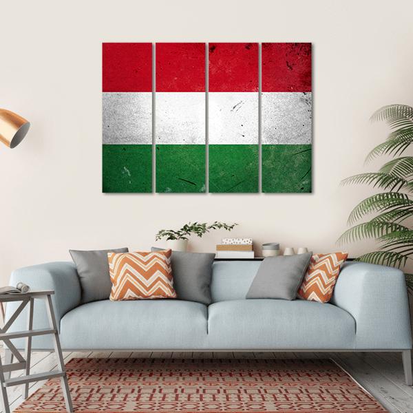 Flag Of Hungary Canvas Wall Art-4 Horizontal-Gallery Wrap-34" x 24"-Tiaracle
