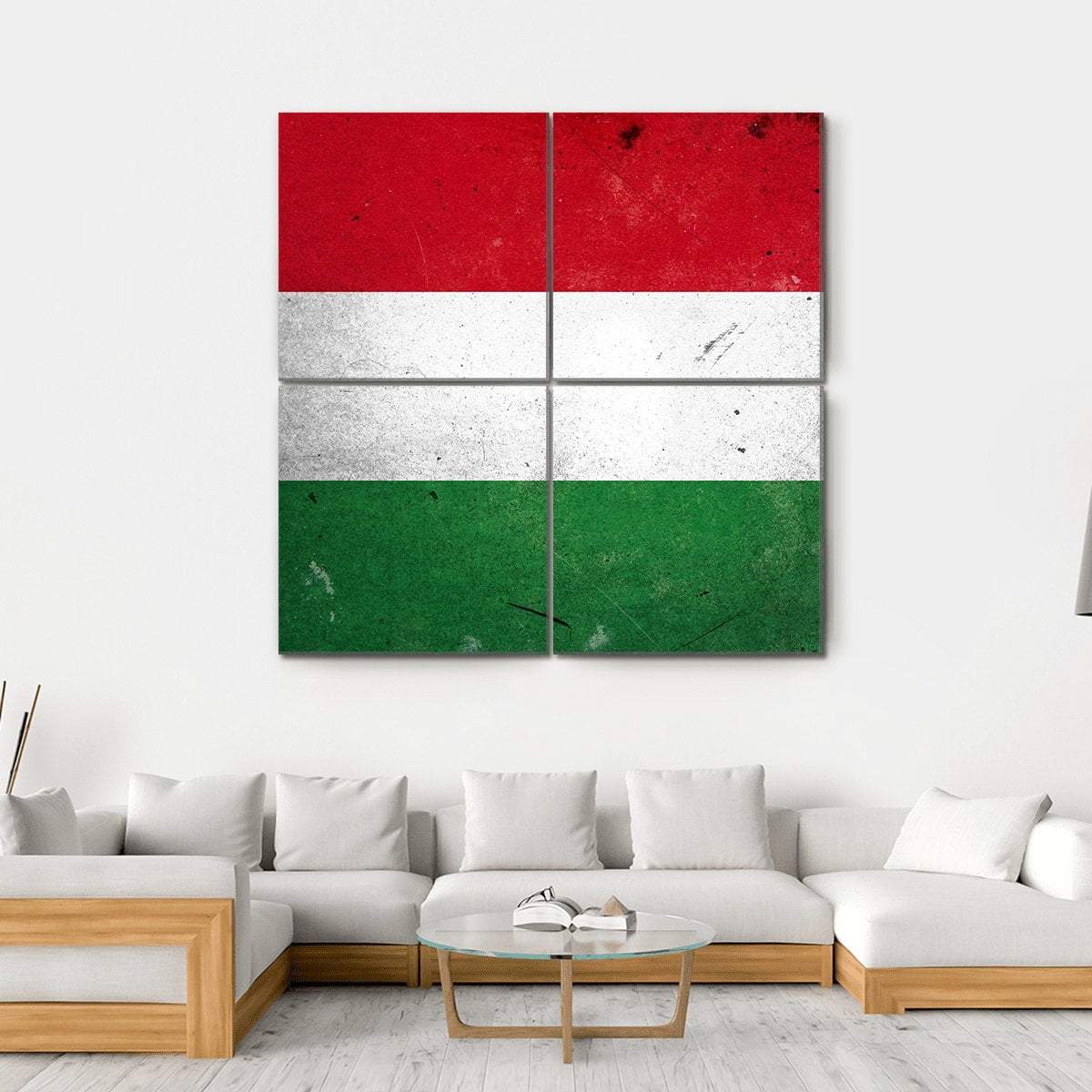 Flag Of Hungary Canvas Wall Art-4 Square-Gallery Wrap-17" x 17"-Tiaracle