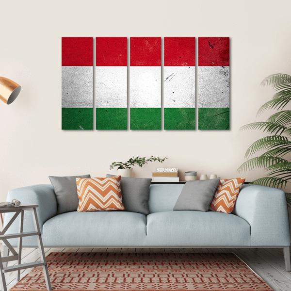 Flag Of Hungary Canvas Wall Art-5 Horizontal-Gallery Wrap-22" x 12"-Tiaracle