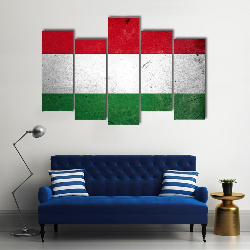 Flag Of Hungary Canvas Wall Art-5 Pop-Gallery Wrap-47" x 32"-Tiaracle