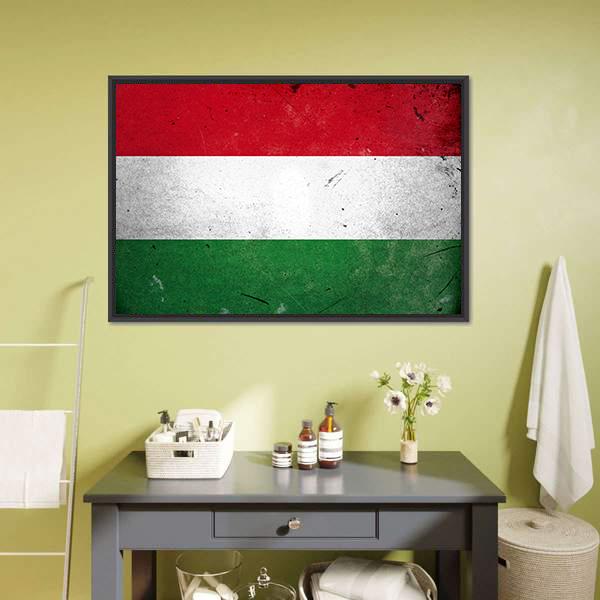 Flag Of Hungary Canvas Wall Art-1 Piece-Floating Frame-24" x 16"-Tiaracle