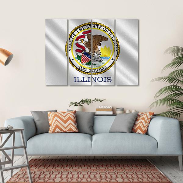 Flag Of Illinois Canvas Wall Art-4 Horizontal-Gallery Wrap-34" x 24"-Tiaracle