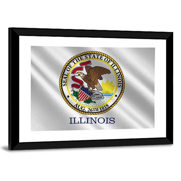 Flag Of Illinois Canvas Wall Art-5 Horizontal-Gallery Wrap-22" x 12"-Tiaracle