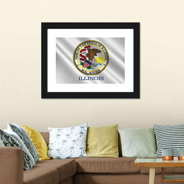 Flag Of Illinois Canvas Wall Art-5 Horizontal-Gallery Wrap-22" x 12"-Tiaracle