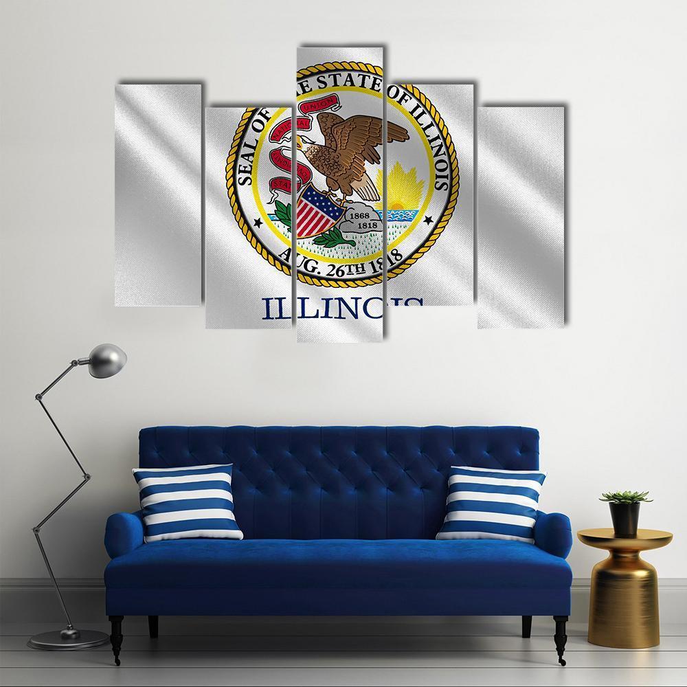 Flag Of Illinois Canvas Wall Art-5 Pop-Gallery Wrap-47" x 32"-Tiaracle