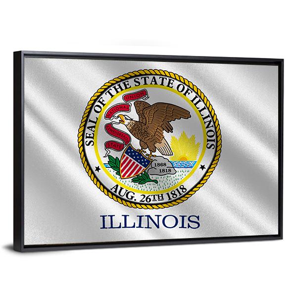 Flag Of Illinois Canvas Wall Art-3 Horizontal-Gallery Wrap-25" x 16"-Tiaracle