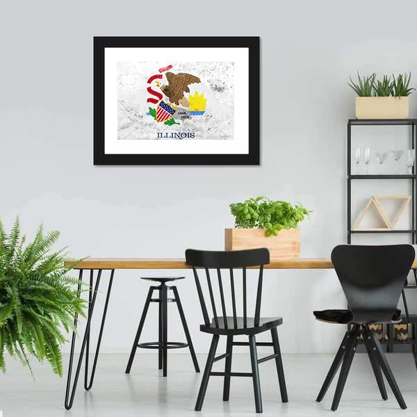 Flag Of Illinois State Canvas Wall Art-3 Horizontal-Gallery Wrap-25" x 16"-Tiaracle