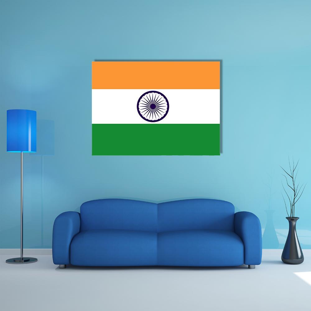 Flag Of India Canvas Wall Art-4 Horizontal-Gallery Wrap-34" x 24"-Tiaracle