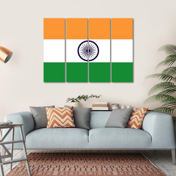 Flag Of India Canvas Wall Art-4 Horizontal-Gallery Wrap-34" x 24"-Tiaracle