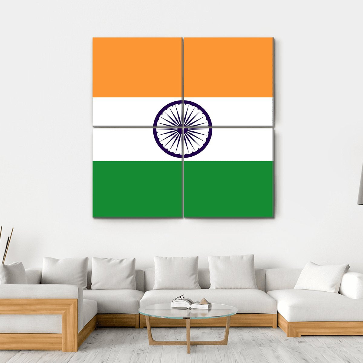 Flag Of India Canvas Wall Art-4 Square-Gallery Wrap-17" x 17"-Tiaracle