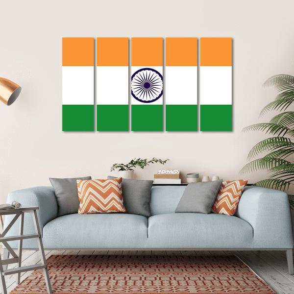 Flag Of India Canvas Wall Art-5 Horizontal-Gallery Wrap-22" x 12"-Tiaracle