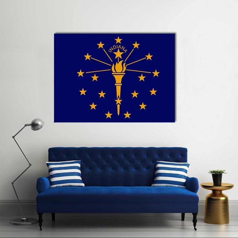 Flag Of Indiana Canvas Wall Art-1 Piece-Gallery Wrap-36" x 24"-Tiaracle