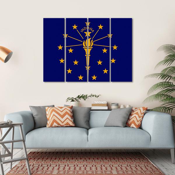 Flag Of Indiana Canvas Wall Art-4 Horizontal-Gallery Wrap-34" x 24"-Tiaracle