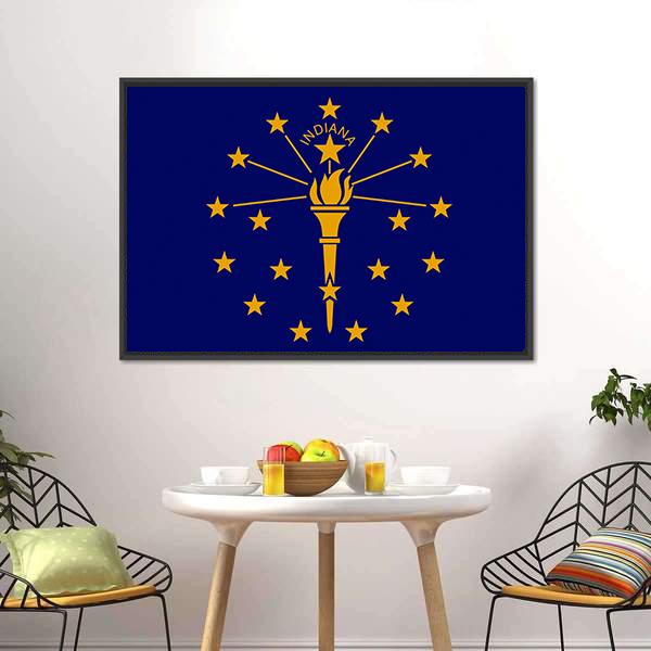 Flag Of Indiana Canvas Wall Art-5 Horizontal-Gallery Wrap-22" x 12"-Tiaracle