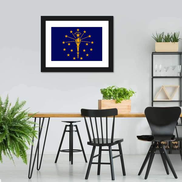Flag Of Indiana Canvas Wall Art-5 Horizontal-Gallery Wrap-22" x 12"-Tiaracle