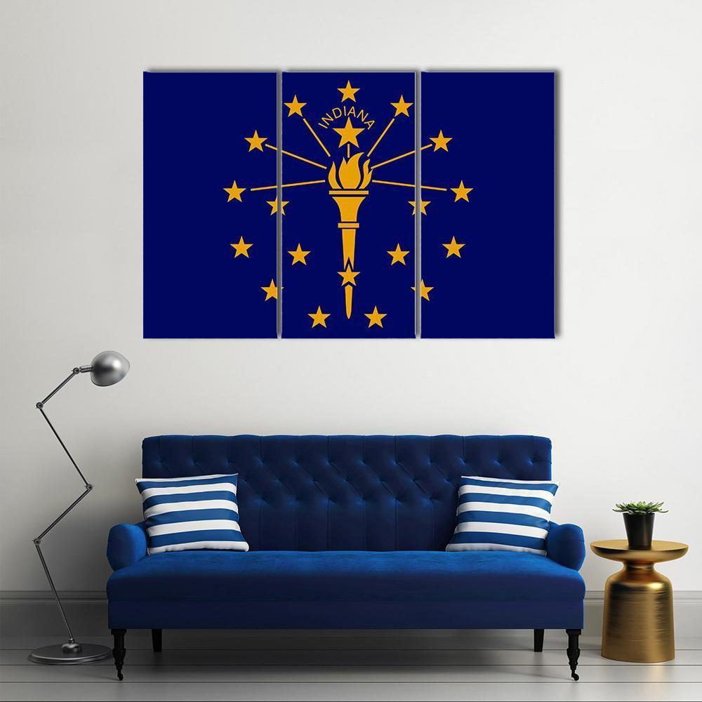 Flag Of Indiana Canvas Wall Art-3 Horizontal-Gallery Wrap-37" x 24"-Tiaracle