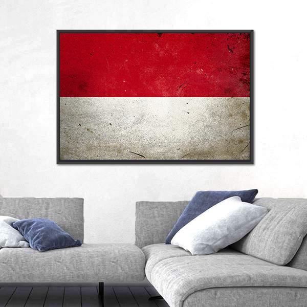 Flag Of Indonesia Canvas Wall Art-1 Piece-Floating Frame-24" x 16"-Tiaracle