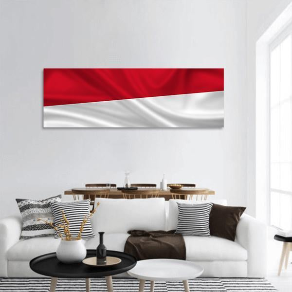Waving Indonesia Flag Panoramic Canvas Wall Art-3 Piece-25" x 08"-Tiaracle