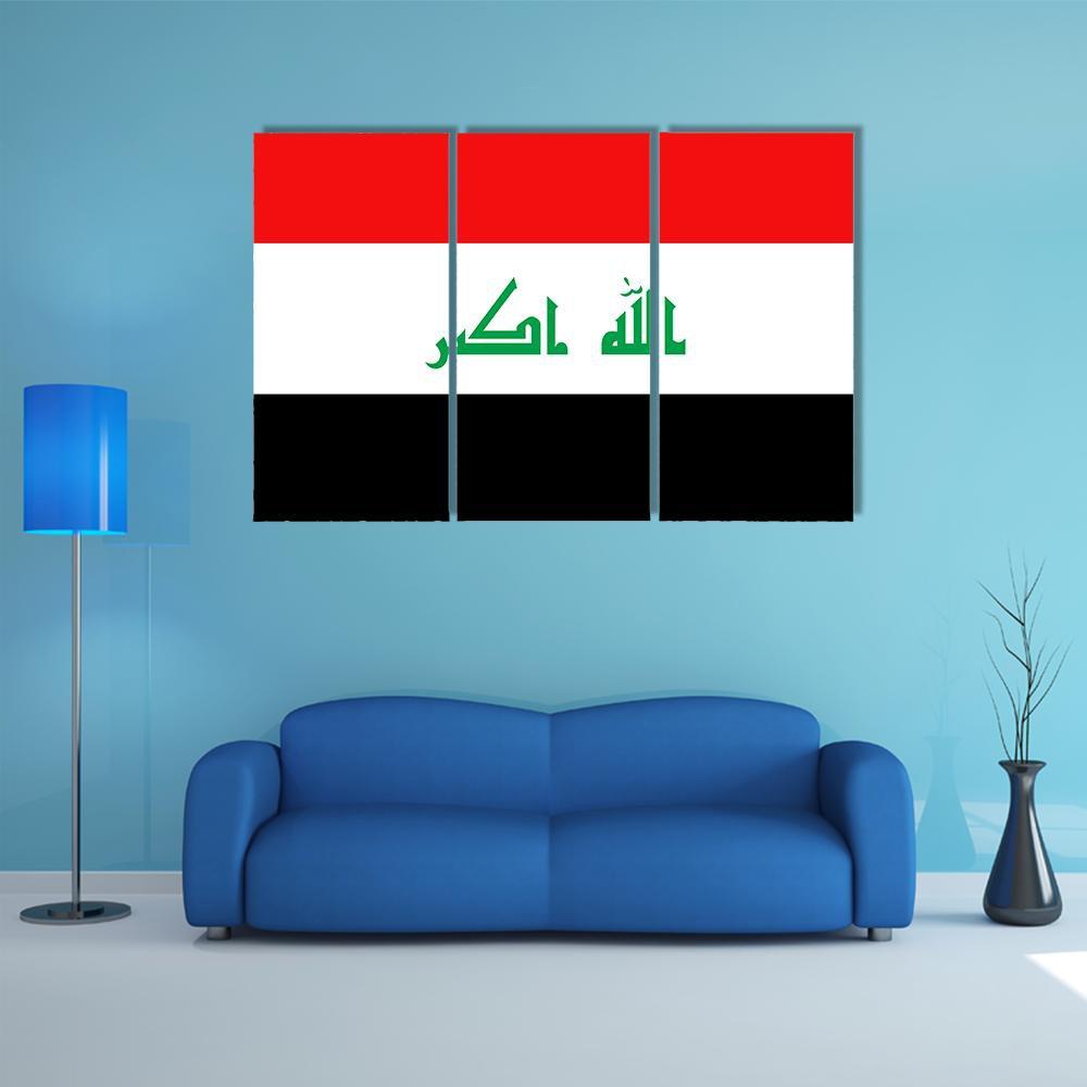 Flag Of Iraq Canvas Wall Art-3 Horizontal-Gallery Wrap-37" x 24"-Tiaracle