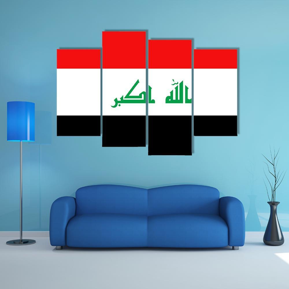 Flag Of Iraq Canvas Wall Art-4 Pop-Gallery Wrap-50" x 32"-Tiaracle
