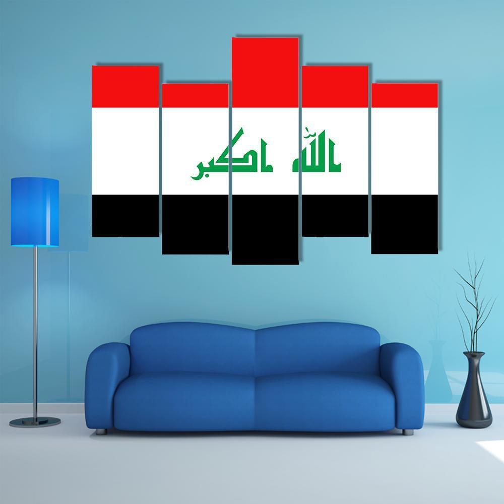 Flag Of Iraq Canvas Wall Art-5 Pop-Gallery Wrap-47" x 32"-Tiaracle