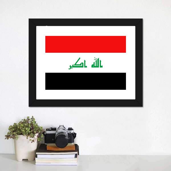 Flag Of Iraq Canvas Wall Art-1 Piece-Framed Print-20" x 16"-Tiaracle