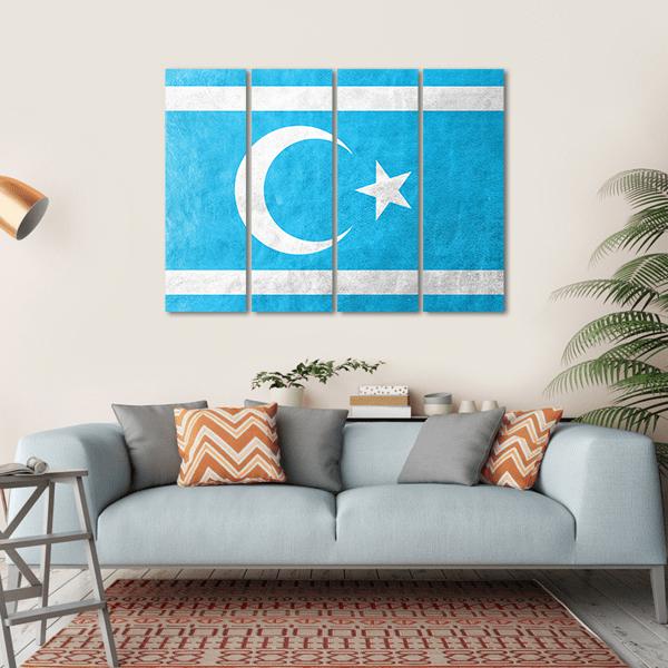 Flag Of Iraqi Turkmen Canvas Wall Art-4 Horizontal-Gallery Wrap-34" x 24"-Tiaracle
