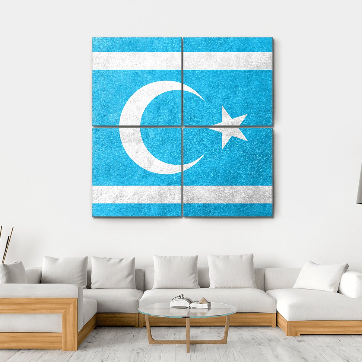 Flag Of Iraqi Turkmen Canvas Wall Art-4 Square-Gallery Wrap-17" x 17"-Tiaracle