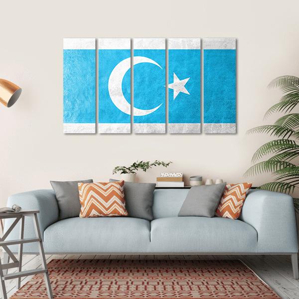 Flag Of Iraqi Turkmen Canvas Wall Art-5 Horizontal-Gallery Wrap-22" x 12"-Tiaracle