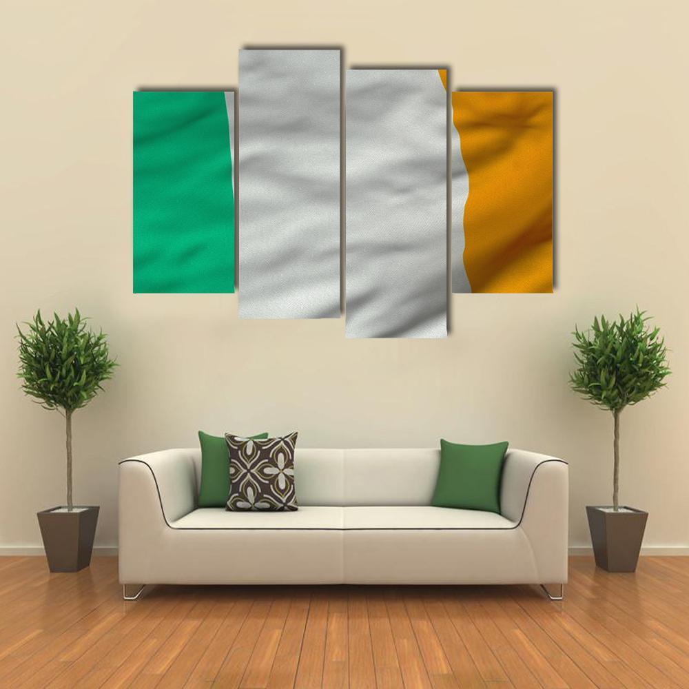 Flag Of Ireland Canvas Wall Art-4 Pop-Gallery Wrap-50" x 32"-Tiaracle