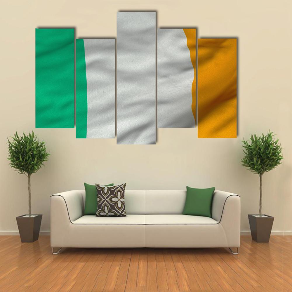 Flag Of Ireland Canvas Wall Art-3 Horizontal-Gallery Wrap-37" x 24"-Tiaracle