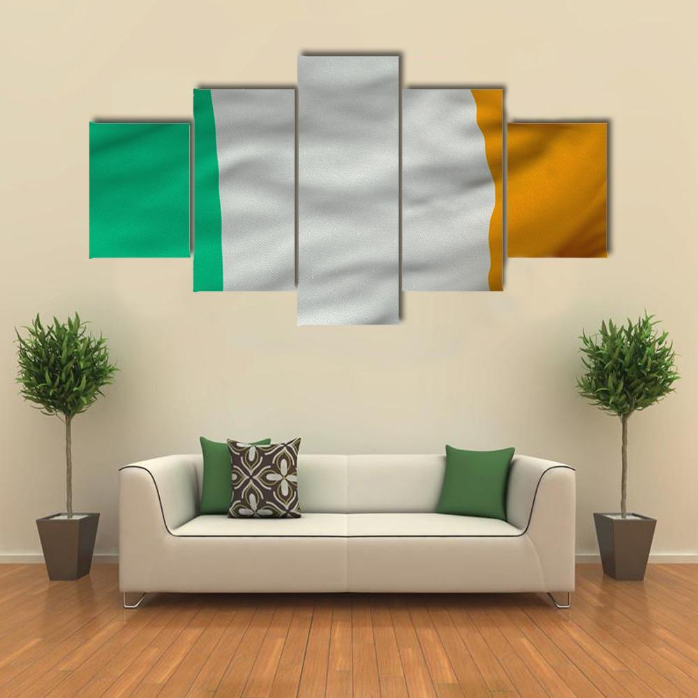 Flag Of Ireland Canvas Wall Art-5 Star-Gallery Wrap-62" x 32"-Tiaracle