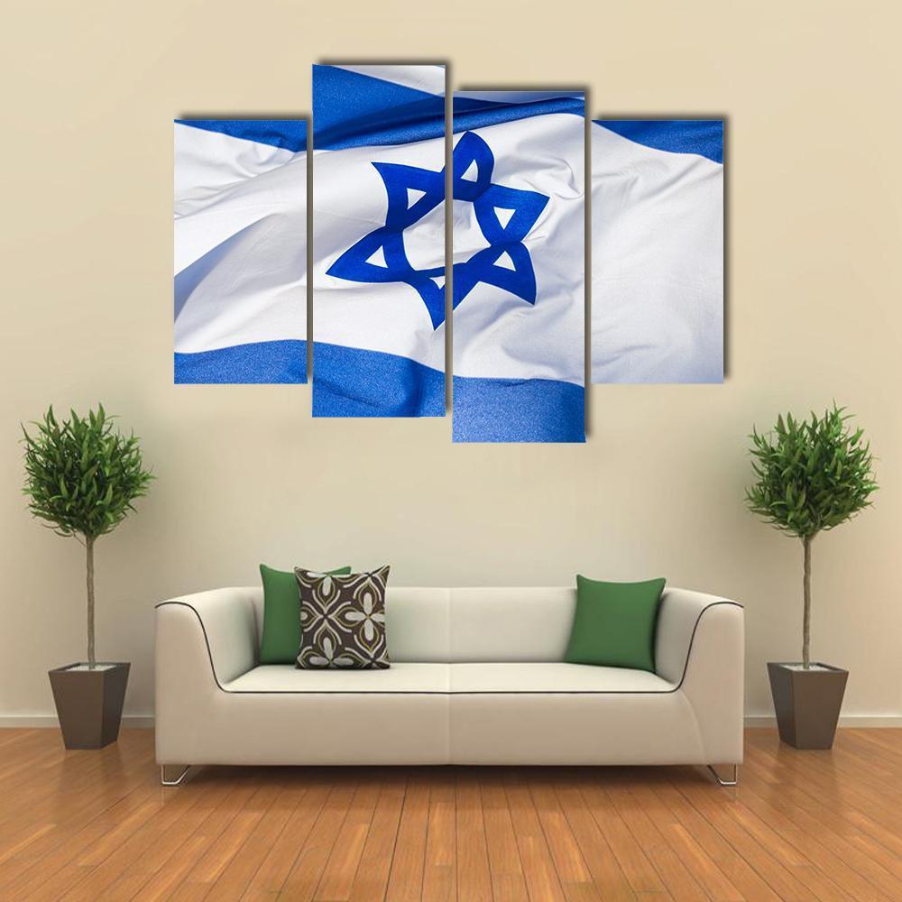 Flag Of Israel Canvas Wall Art-4 Pop-Gallery Wrap-50" x 32"-Tiaracle
