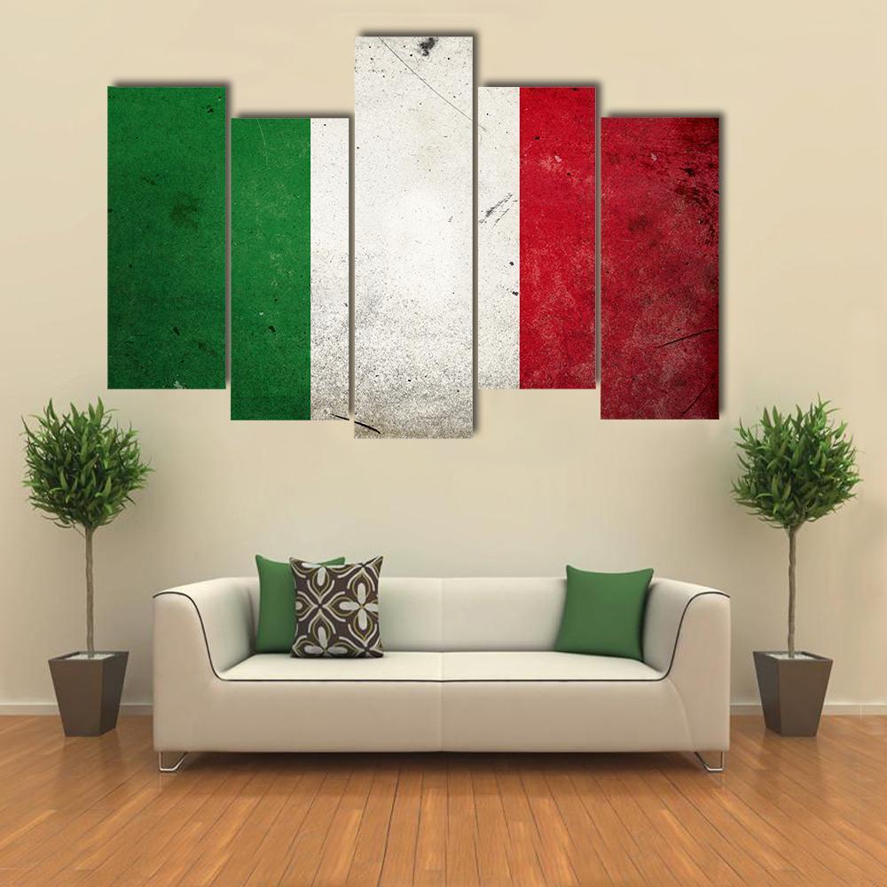 Flag Of Italy Canvas Wall Art-5 Pop-Gallery Wrap-47" x 32"-Tiaracle